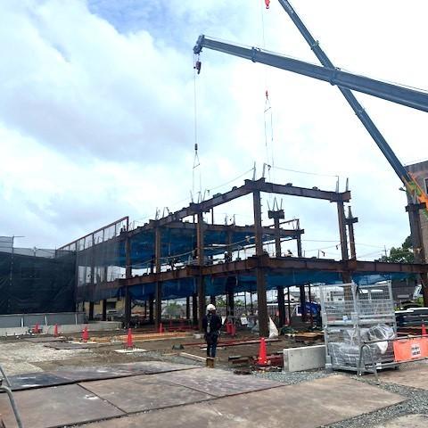 医療法人信雅会　宮地病院新築工事　鉄骨建方